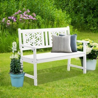 VINGLI 47-in W Outdoor All Weather Wood Bench/660lbs Capacity