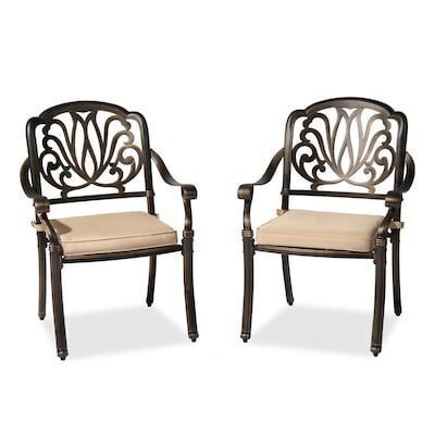 VINGLI 2-Pcs All-Weather Cast Aluminum Elizabeth Back Dining Chairs