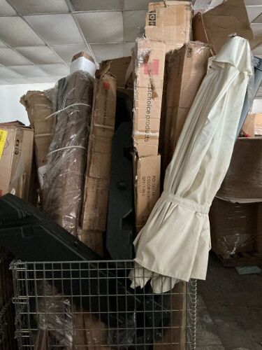 Salvage Patio Umbrellas, Uninspected, Wire Bin Not Included