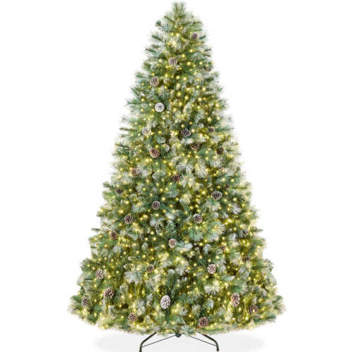 Pre-Lit Frosted Artificial Scotch Pine Christmas Tree w/ Metal Stand 6ft