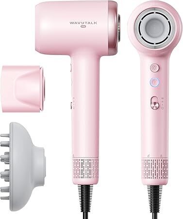Hair Dryer, Wavytalk Turblow Pro Fast Drying Blow Dryer with Diffuser, High Speed Hair Dryer with 110,000 RPM, Pro Negative Ions for Reduces Damage, Frizz Smoothing, 3 Speeds & 3 Temps, Pink