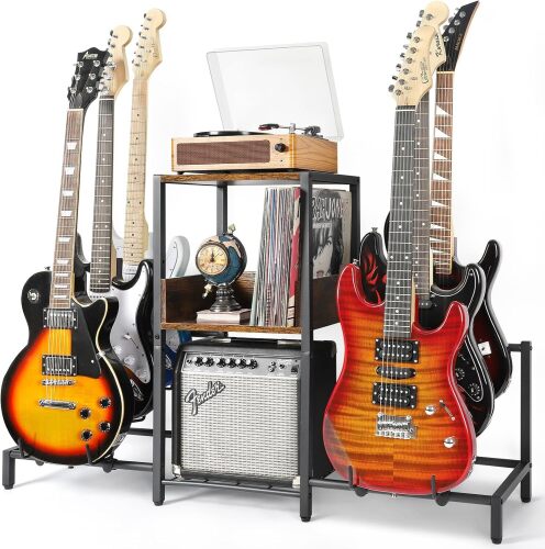Bikoney 6 Guitar Rack, Multi Guitar Stand with Amp Stand for Music Studio