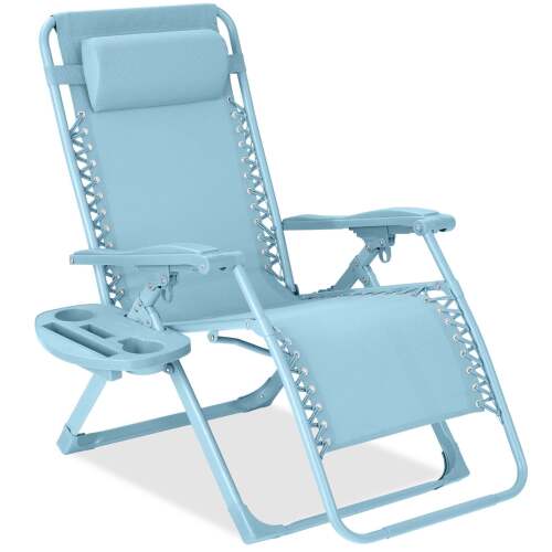 Monochromatic Zero Gravity Patio Chair Recliner w/ Side Tray, Headrest