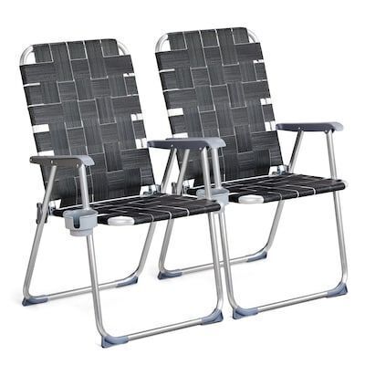 Lightweight Beach Chair with Detachable Cup Holder, Set of 2