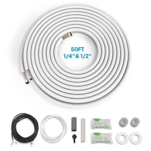 ROVSUN 50Ft 1/4" & 1/2" Copper Tubing Kit with Nuts