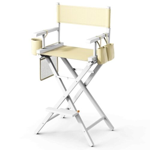 OmySalon 31in Wooden Portable Director Chair Folding Makeup Chair with Storage Pouch