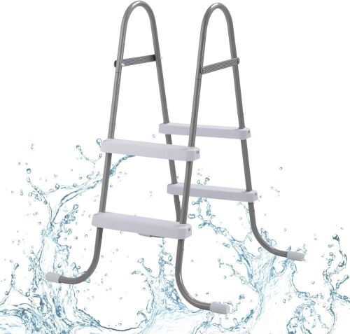 Metal Frame Above Ground Swimming Pool Entry, 2 Step Exit Ladder for 33" High Wall Pools, 300 Pound Capacity