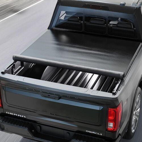 Soft Roll-up Truck Bed Tonneau Cover Compatible with Chevy Silverado/GMC Sierra 1500 2019-2025, 5.8FT