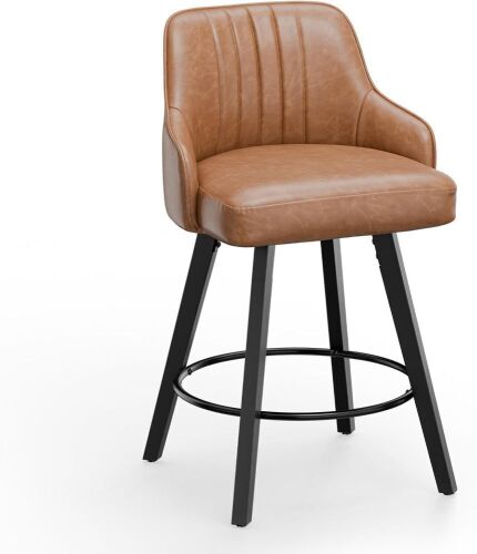 VINGLI 26" H Swivel PU Leather Upholstered Barstool