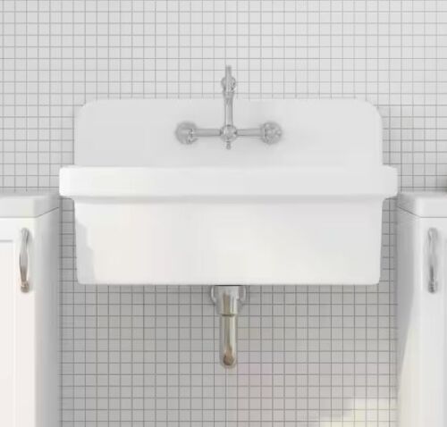 Eridanus Mason 15 Gal. 30 in. W x 19 in. D Wall Mount Laundry/Utility Sink in Crisp White with Basket Strainer