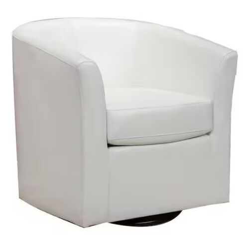 Noble House Nylah Ivory Faux Leather Club Chair with Swivel