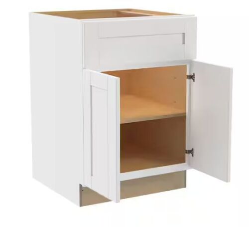 Contractor Express Cabinets Arlington Vesper White Plywood Shaker Stock Assembled Base Kitchen Cabinet Soft Close 30 in. W x 24 in. D x 34.5 in. H