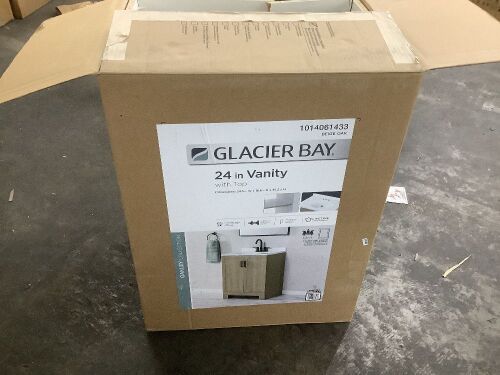 Glacier Bay Oakley 25 in. Single Sink Beige Oak Bath Vanity - No Top, Damaged