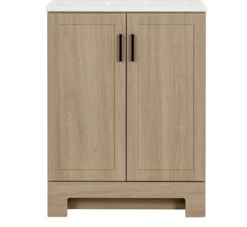 Glacier Bay Oakley 25 in. Single Sink Beige Oak Bath Vanity - No Top