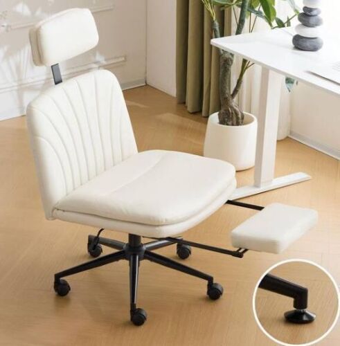 Faux Leather Fabric Swivel Office Chair with Headrest and Legrest