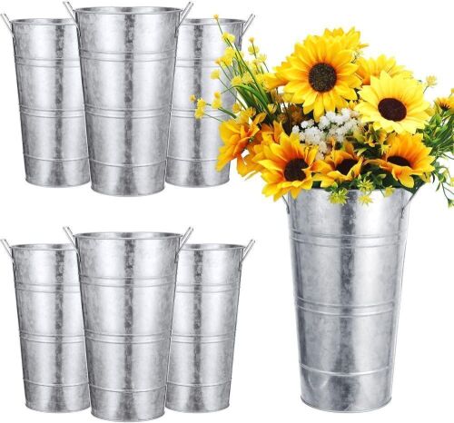 6 Pcs 12 Inch Galvanized Metal Vase