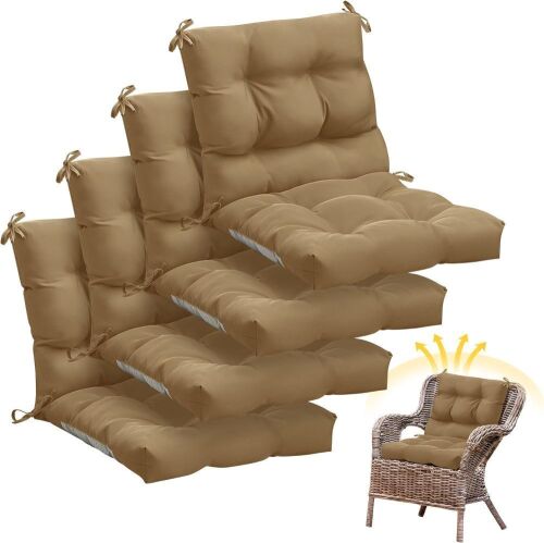 Outdoor/Indoor Tufted Cushions with Ties, 42" x 21", 4 pc