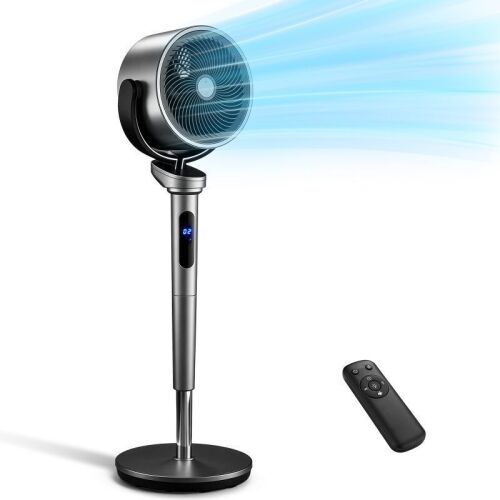 Air Circulator Pedestal Fan, 32-Speed, 120° Oscillating, 39-46'' Adjustable Height, 12H Timer, DC Motor