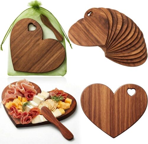 20 Pcs Mini Wooden Charcuterie Board, Heart
