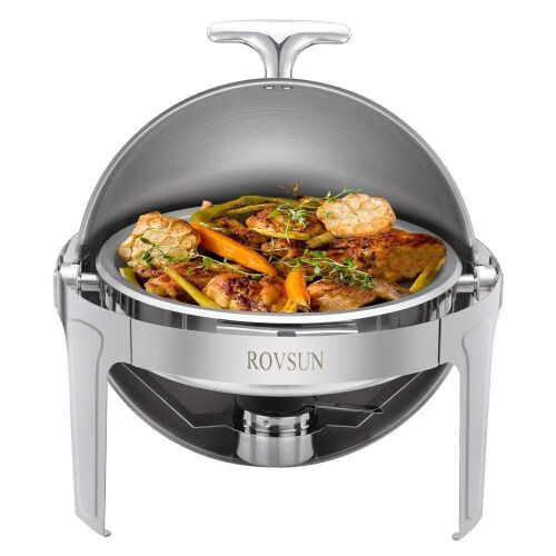 ROVSUN 6 QT Roll Top Stainless Steel Round Chafing Dish
