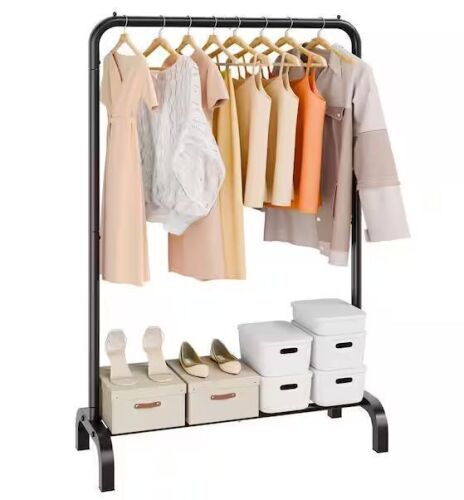 Heavy Duty Clothing Garment Rack with Hanging Rod and Bottom Storage Area