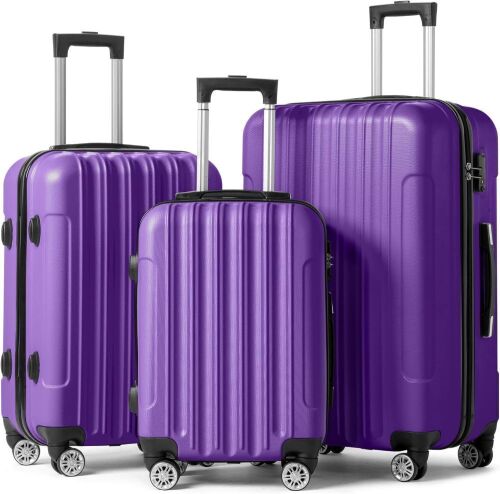 3 Piece Hardside Carry on Suitcase Set with Spinner Wheels