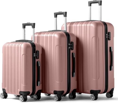 3 Piece Hardside Carry on Suitcase Set with Spinner Wheels