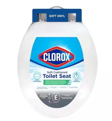 Clorox Elongated Soft Vinyl Toilet Seat in White with Easy-Off Hinges