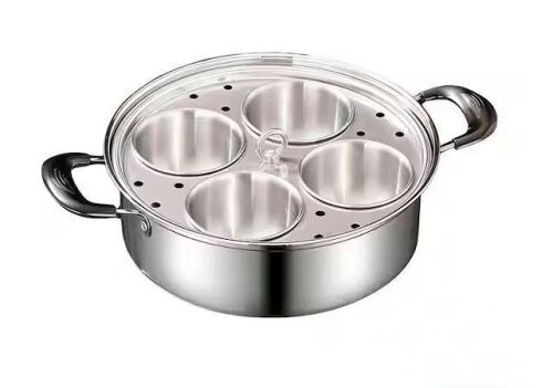 Stainless Steel Egg Poacher Pan with 4 Cups 8.66in
