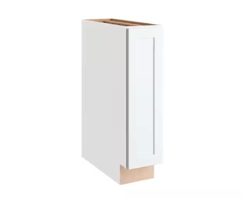 Hampton Bay Courtland 9 in. W x 24 in. D x 34.5 in. H Assembled Shaker Base Kitchen Cabinet in Polar White