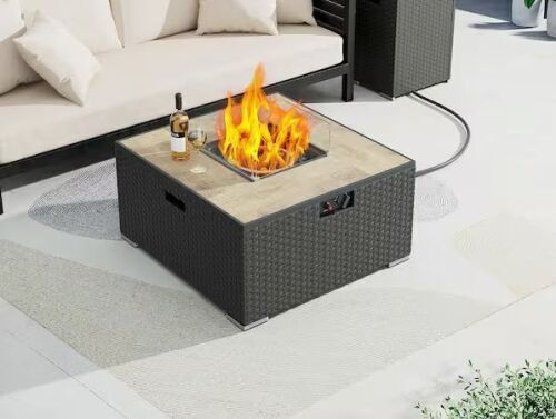 eVita 31.5 in. 40,000BTU Fire Pit Propane Gas Fire Pit Table Square Tabletop