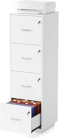 VINGLI Wood 4 Drawer File Cabinet with Lock