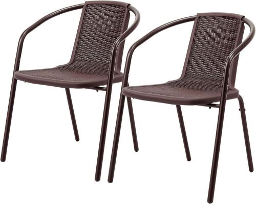 VINGLI PE Rattan Outdoor Dining Chairs Set of 2