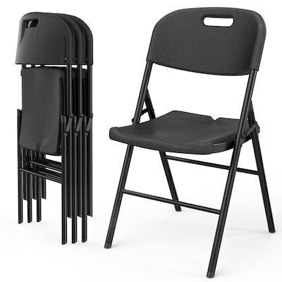 VINGLI 4-Pcs Portable HDPE Plastic Folding Chairs with Steel Frame