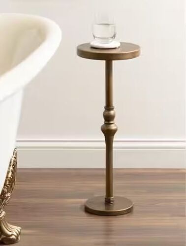 Kate and Laurel Stratton 9 in. Gold Round Metal End Table