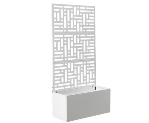 White Metal Garden Bed with Trellis