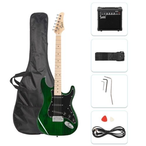 Glarry GST Electric Guitar w/20W Amplifier Green
