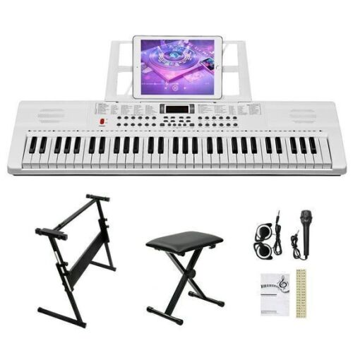 61 Keys Keyboard Piano with Z Type Stand, Adjustable Height Bench
