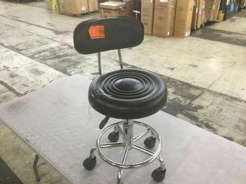34 in. Height Black PU Leather Stool with Back