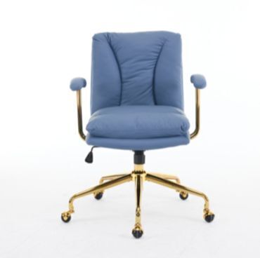 Deep Sea Blue 24" W Swivel Upholstered PU Office Chair