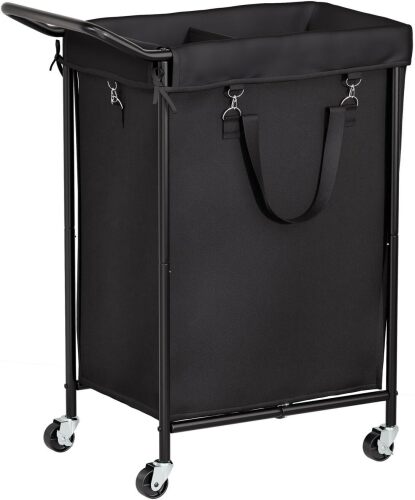 150L Laundry Basket, Laundry Hamper 2 section, Black