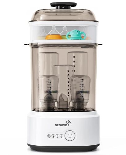 Bottle Sterilizer and Dryer, Compact Electric Steam Baby Bottle Sterilizer, Bottle Sanitizer for Baby Bottles, Pacifiers, Pump Parts Black