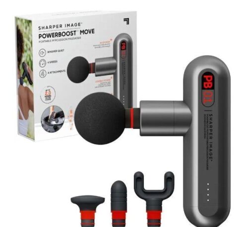 Sharper Image - Powerboost Move Deep Tissue Travel Percussion Massager - Gray