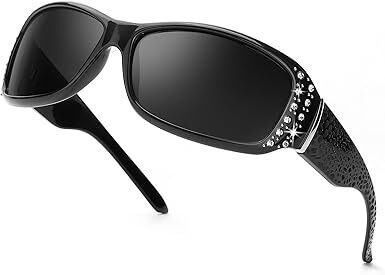 IGnaef Polarized Sunglasses for Women, Rhinestone Women Sunglasses UV400 Protection for Driving/Fishing/Shopping