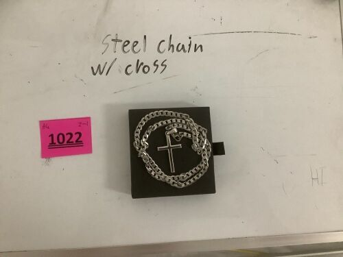 Sterling Silver Cross Pendent for Men With Stainless Steel Cuban Link Pendant Necklace