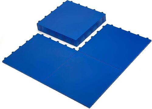 15 High Durability Colored Flooring Tiles - Interlocking Versatile Training Surface - Roller Skate Derby Indoor&Outdoor, Dance Floor Tiles, Basketball Tiles, Sports Floor, Blue