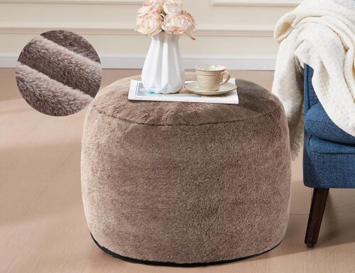 Round Pouf Ottoman for Living Room