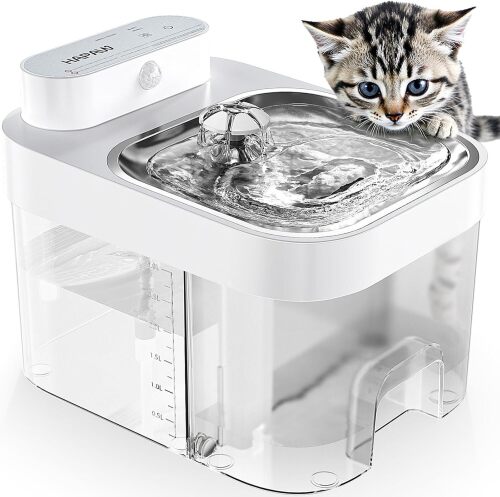 HAPAW Cat Water Fountain, Wastewater Separation & No Filter Cotton, Pet Water Dispenser with 101oz/3L Large Capacity Tank, Wireless Automatic Water Fountains for Cats Indoor Cat Watering Supplies