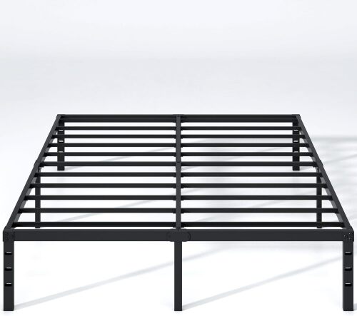 NEW JETO Metal Bed Frame, Queen Size Bed Frame with Storage Space, Heavy Duty Sturdy Mattress Foundation, Easy Assembly, No Box Spring Needed, Black,14 Inch, Queen