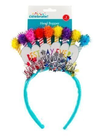 Set of 6 Way to Celebrate! Best Day Ever Glitter Pom Candle Head Bopper